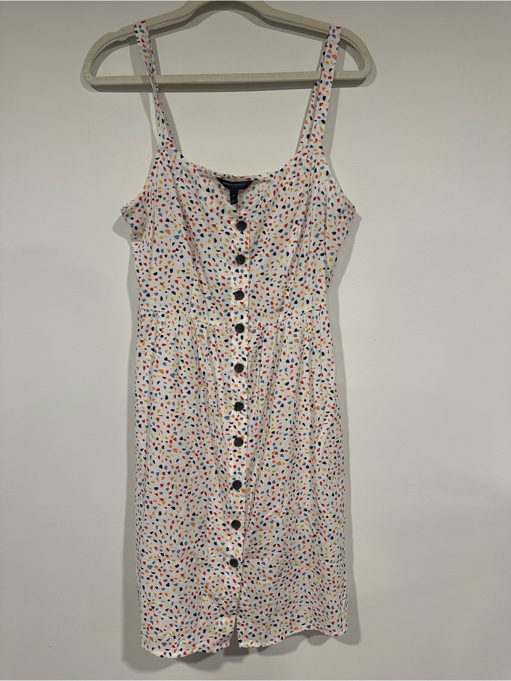NWT Banana Republic Spaghetti Strap Confetti Sun Dress Medium Multicolor Button